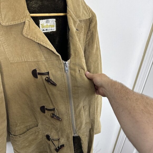 Vintage Mac Mor Weatherman Men 42 M Duffle Corduroy Coat 80s Sherpa Lined Toggle - Picture 7 of 9